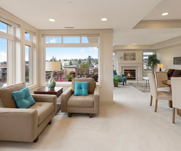 Clean residential home interior after professional housekeeping